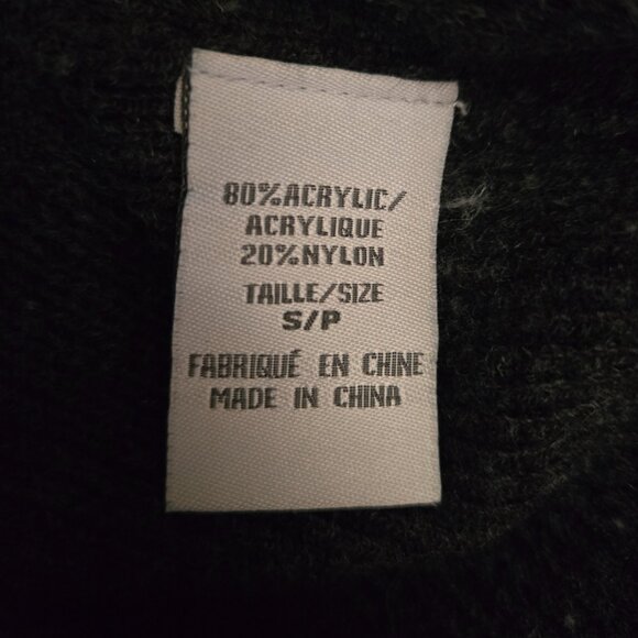 Y2K Gray Belted Sweater Size S Silver Oval Buckle Retro Mod Cowl Neck Fitted - Picture 10 of 10